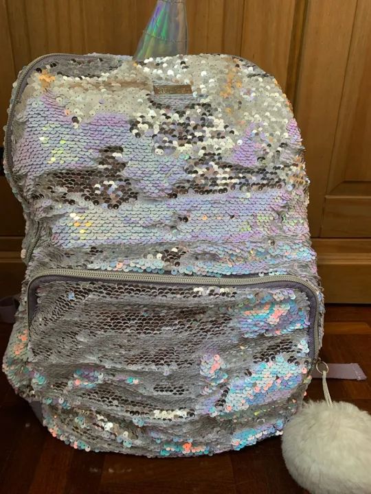 Mochila Unicórnio - Glitter Prata - Pucket 