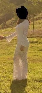 Vestido rendado algodão cor creme - lindíssimo!