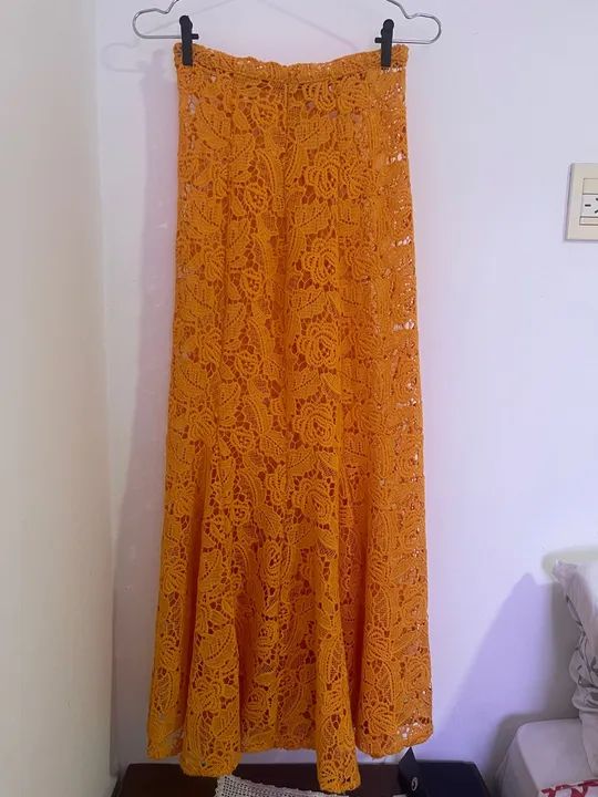 Saia de renda longa amarela - Foto 4