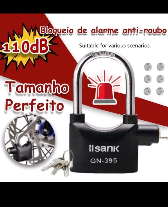 Cadeado Resistente Anti-Furto com Alarme Sonoro para Portões