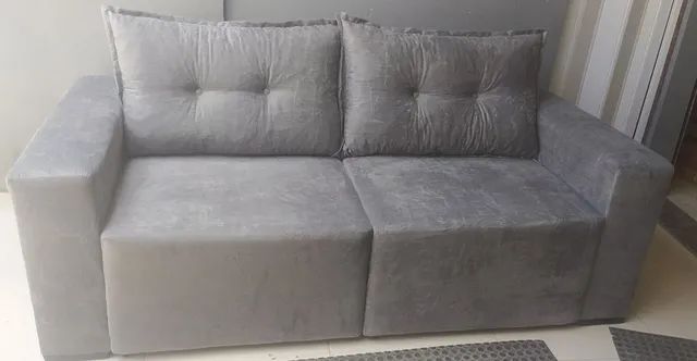 Sofá Retrátil 2 metros suede cinza - Foto 2