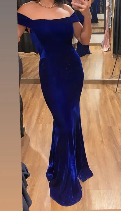 Vestido veludo azul marinho 