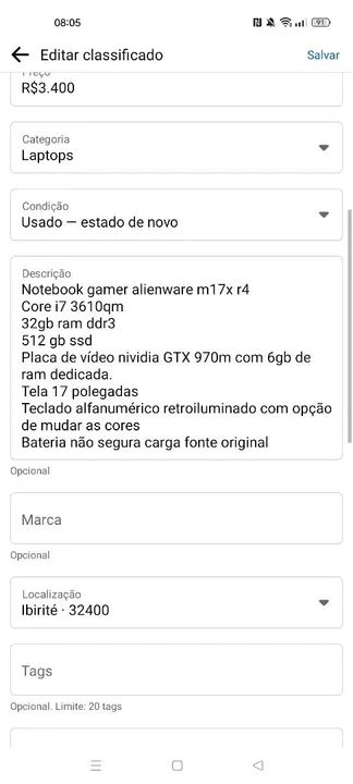 Notebook gamer Dell alienware m17xr4  - Foto 2