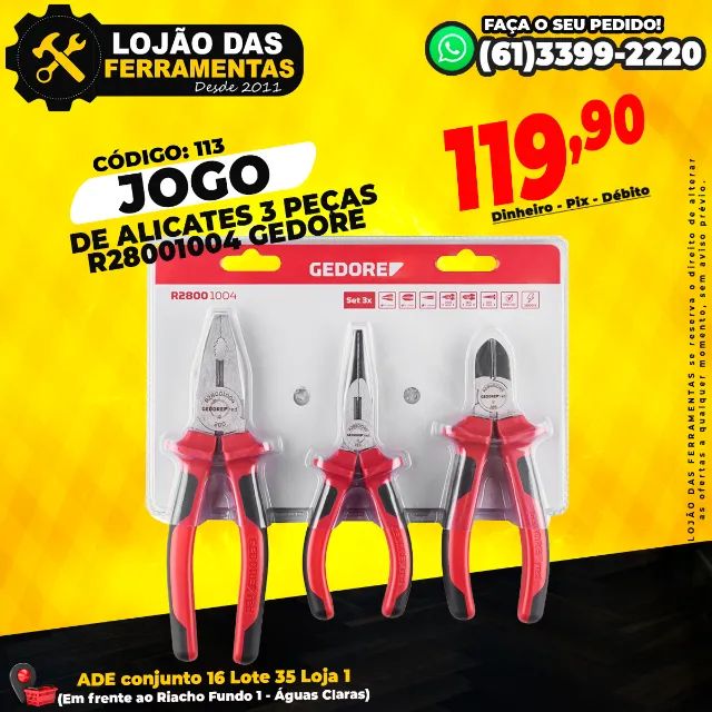 Jogo de Alicates 3 Peças R28001004 Gedore