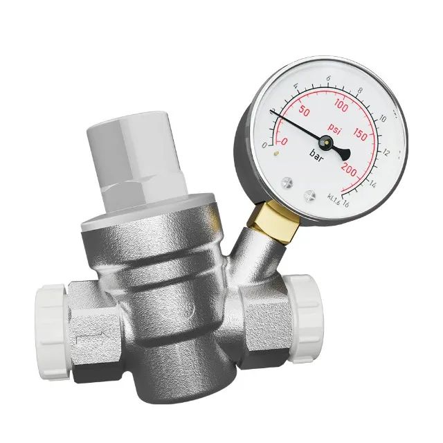 Válvula Redutora de Pressão Com Manômetro e Redução 3/4 x 1/2 Pol Blukit - Foto 2