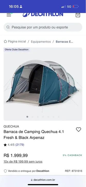Barraca de Camping Quechua 4.1 Fresh & Black Arpenaz - Foto 3