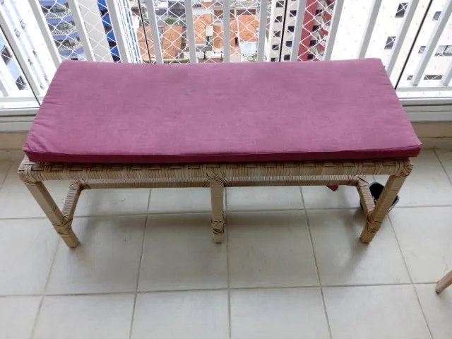 Banco c/ 2 lugares em Vime Bege 50 cm x 123 cm x 48 cm