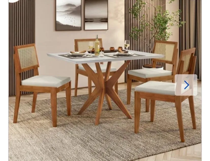 Mesa de Jantar 4 Cadeiras Madeira Maciça