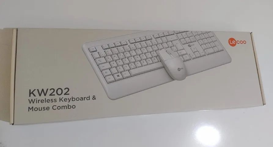 Kit Teclado E Mouse Sem Fio Lecoo Kw202 Usb Abnt2 Cor Branco - Foto 3