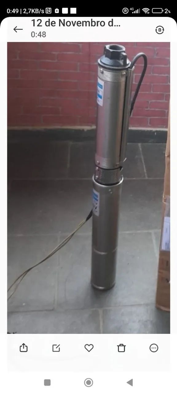  Bomba Caneta para poço 110 Volts , 1/2 HP, semi nova, boa marca.