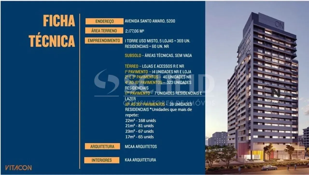 Studio á Venda no Alto da boa Vista com 22m², 1 quarto.