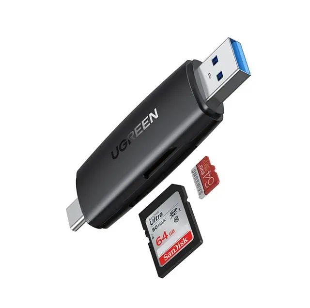 Adaptador Ugreen, USB-C/USB-A Leitor de Cartões TF/SD CM304 - Foto 2