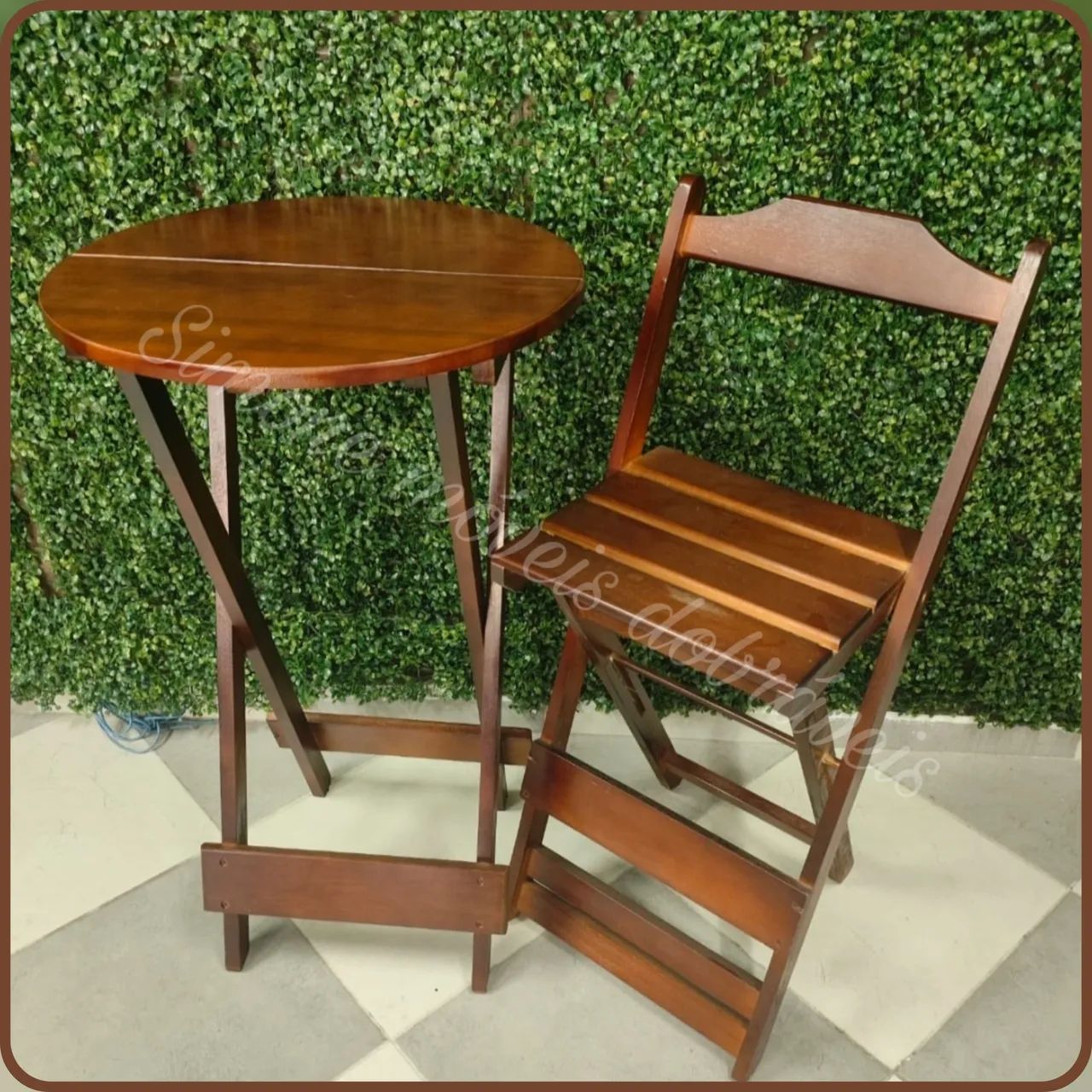 Mesa Bistrô alta dobrável madeira maciça  - Foto 2