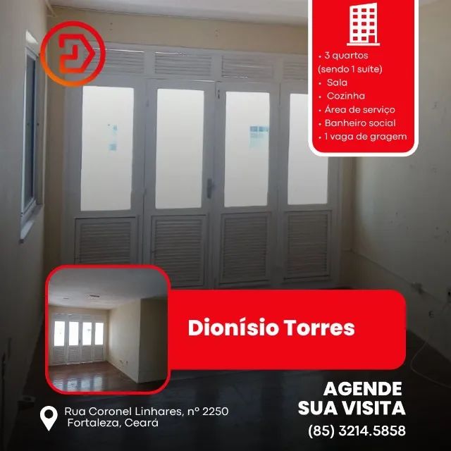 Apartamento para aluguel, 3 quartos (sendo 1 suíte), 1 vaga, Dionísio Torres - Fortaleza/C - Foto 3