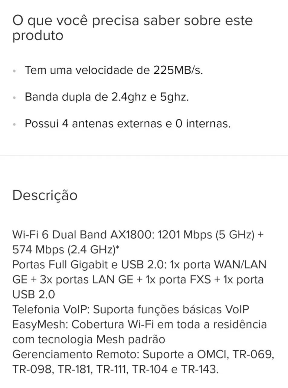 Roteador TP-Link AX1800 Dual Band Wi-Fi 6 GPON XX230v - Foto 5