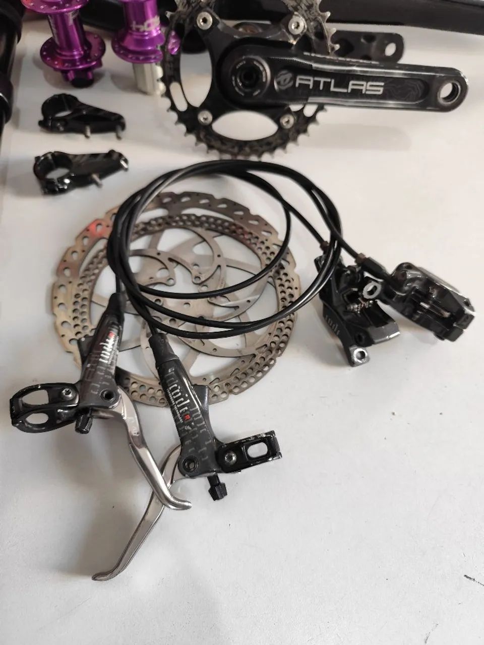 Par de freios Avid Code R com 4 pistões, 2 regulagens e discos  - Foto 5