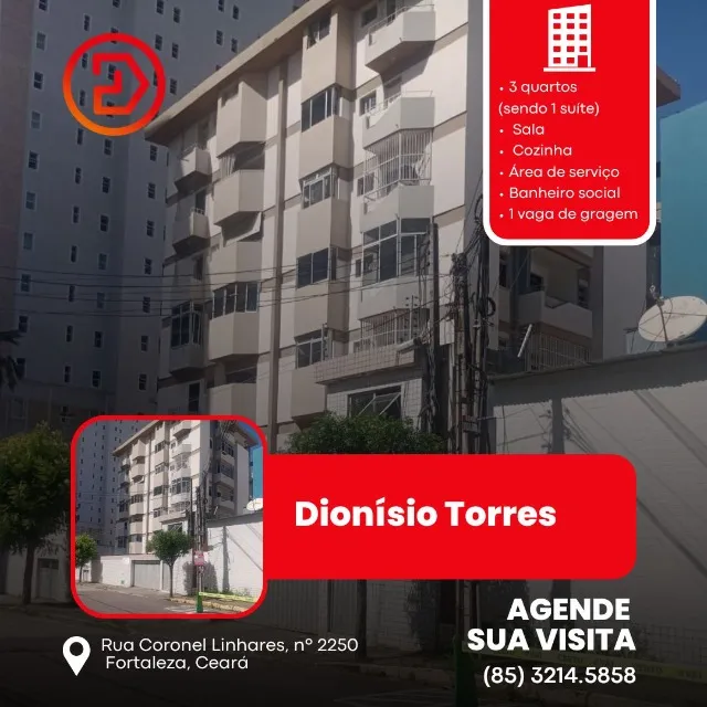 Aproveite, apartamento 3 quartos (sendo 1 suíte), 1 vaga, Dionísio Torres - Fortaleza/C