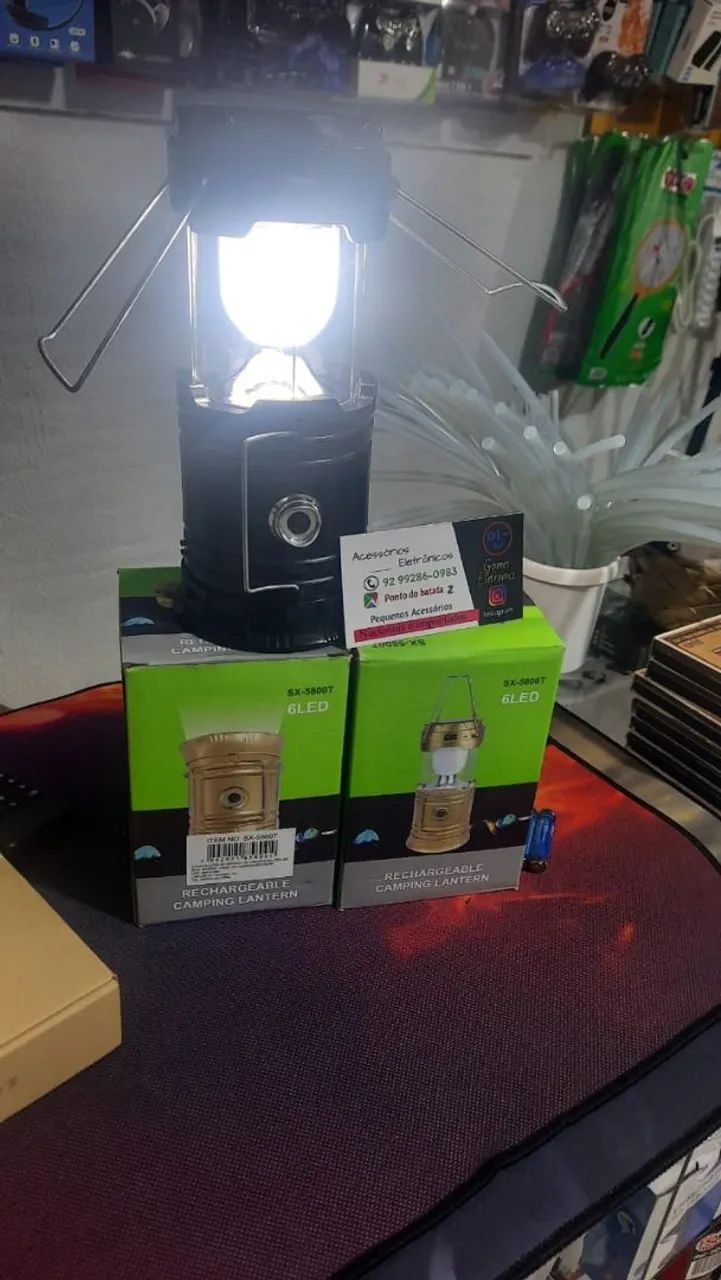 Lanterna Lampião 2x1 LED Recarregável Painel Solar - Foto 4