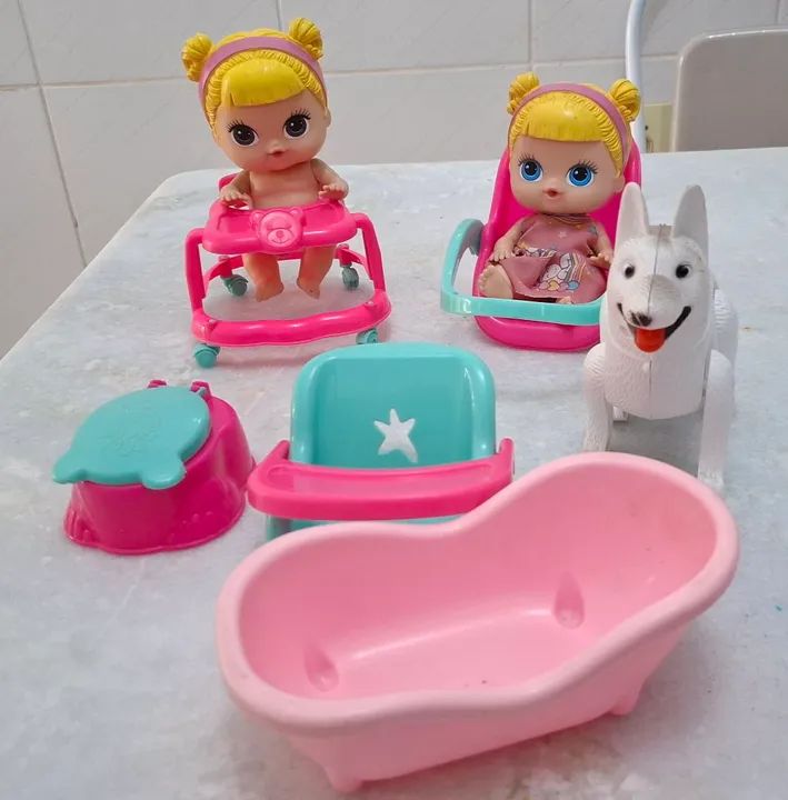 Kit de Brinquedos para Bebês - Banheira, Cadeira, Carrinho e Acessórios