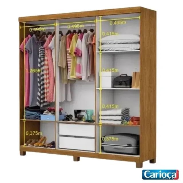 Guarda Roupa Recife Cinamomo/Branco Carioca - Entrega Rápida!  - Foto 2