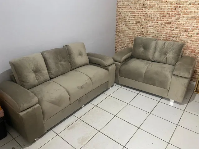 SOFA NOVO 3E2 LUAGRES CONFORTAVEL ESPUMA D33 E MOLAS (COM GARANTIA)