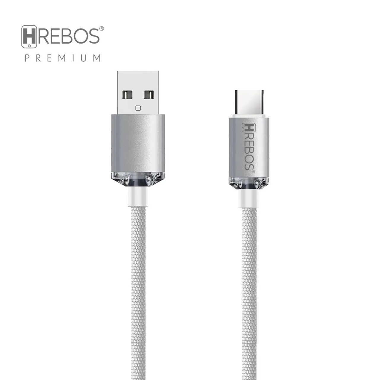 HREBOS Luxury Acrylic Braided USB Type-C or iOS Cable – 1 Meter64617795514498123