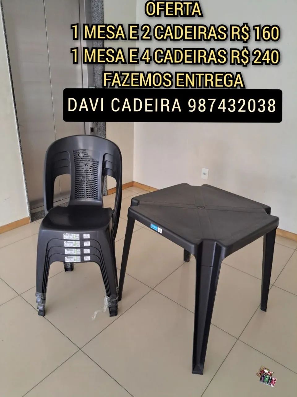 Mesa e Cadeiras z66z Medalhao dm xx6 Plastico | ENTREGO HOJE 