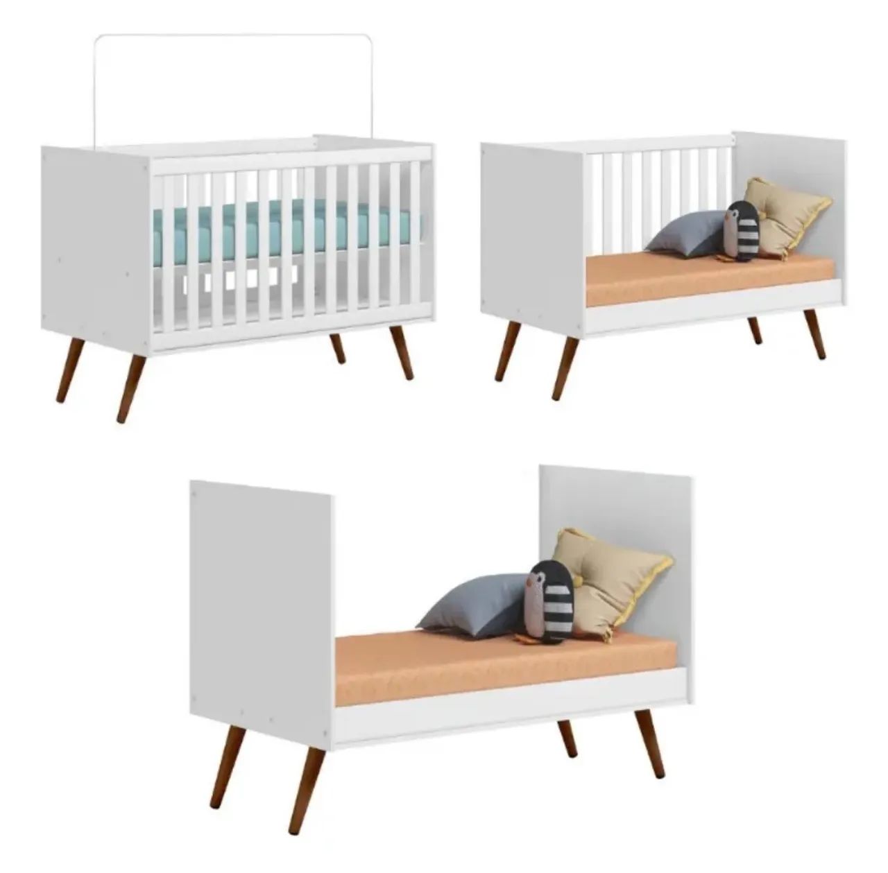 Berço retrô matic - 3 em 1 (vira cama) - Foto 2