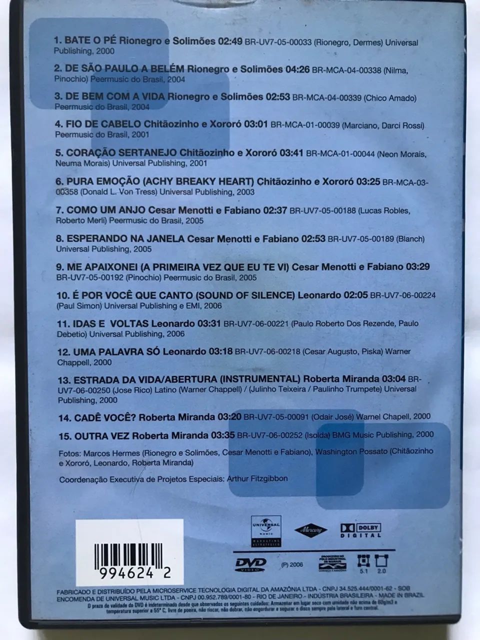 DVDMenotti &Fab./Leonardo/CH&Xororó - Foto 2