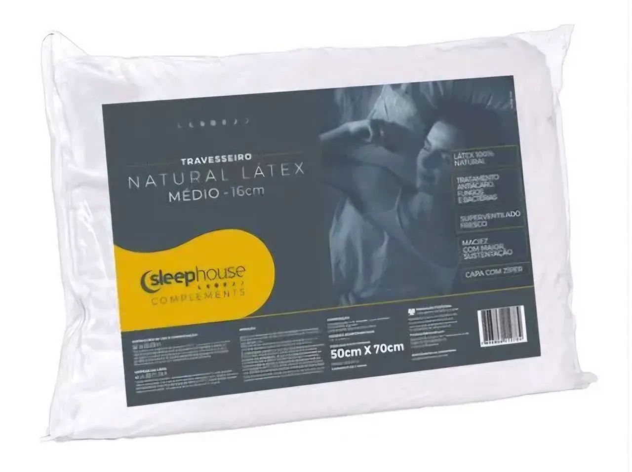 Travesseiro Látex Médio Sleep Complements - 50 x 70 x 16 cm