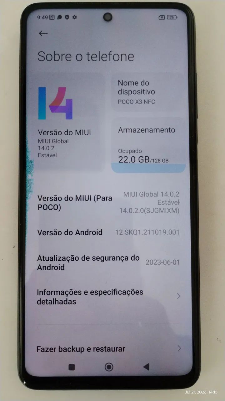 Smartphone POCO X3 NFC 128Gb