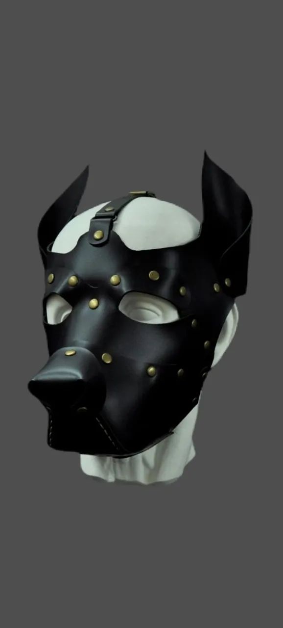 Máscara De Couro para prática de Puppy play / Bdsm.