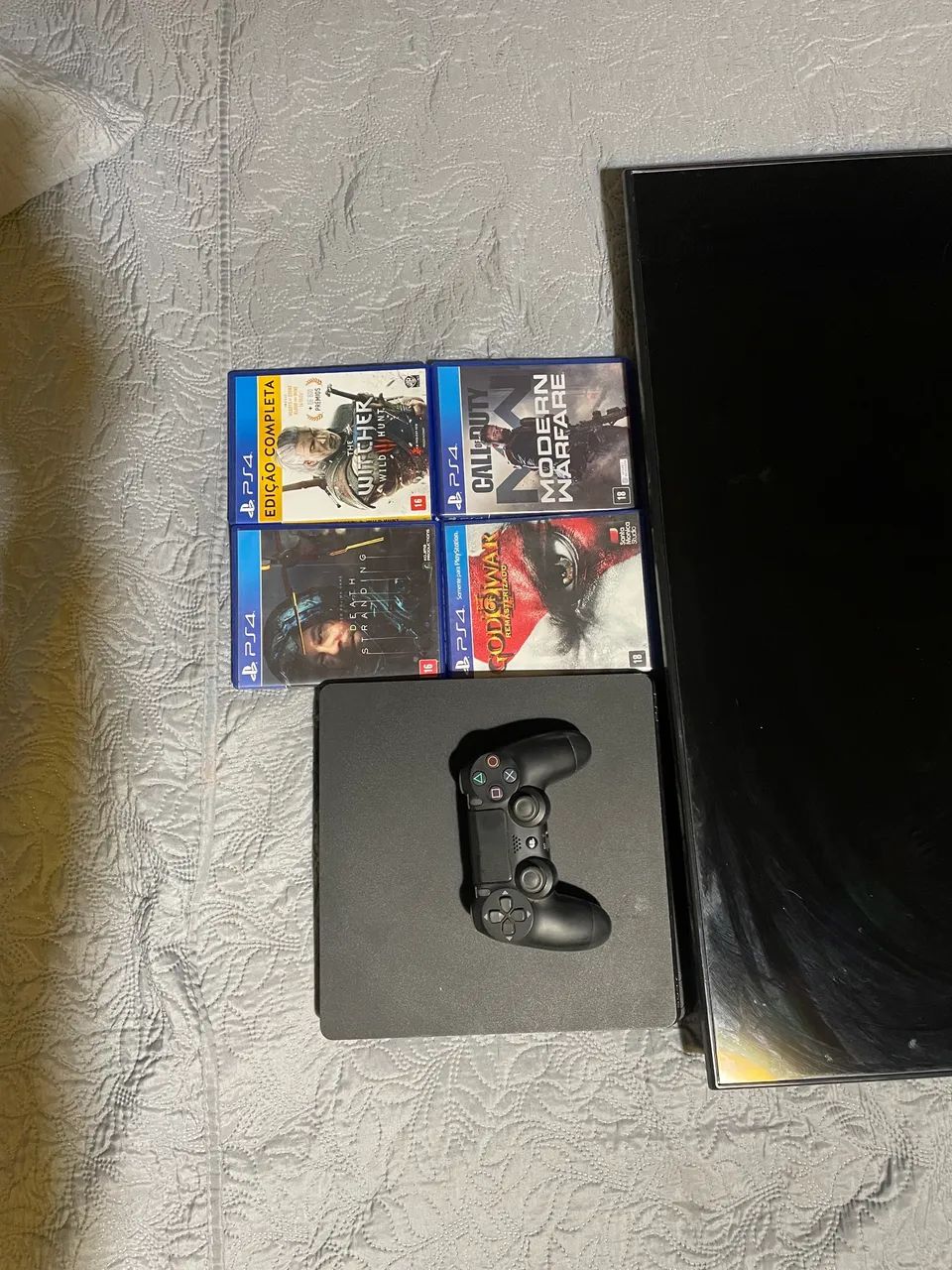 PS4 SLIM + TV 32 Polegadas smart e jogos mídia física 