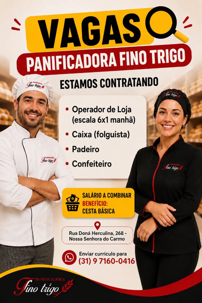 Vagas em aberto para Padaria 
