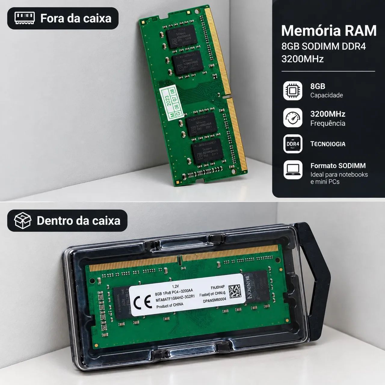 Memória RAM 8GB DDR4 3200MHz SODIMM Notebook