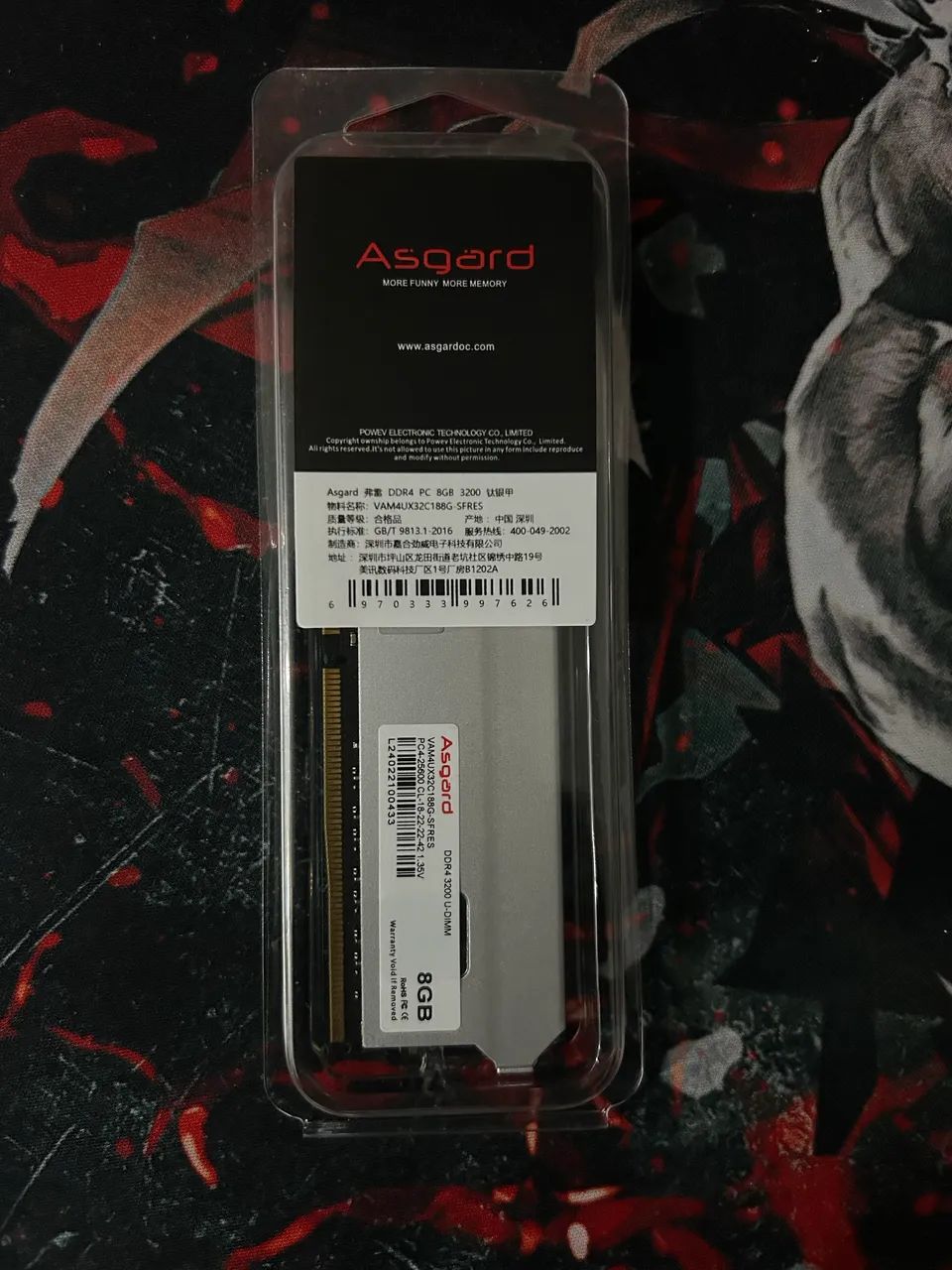 Memória RAM Asgard 8GB DDR4 3200MHz - Nova (Dissipador Prata)