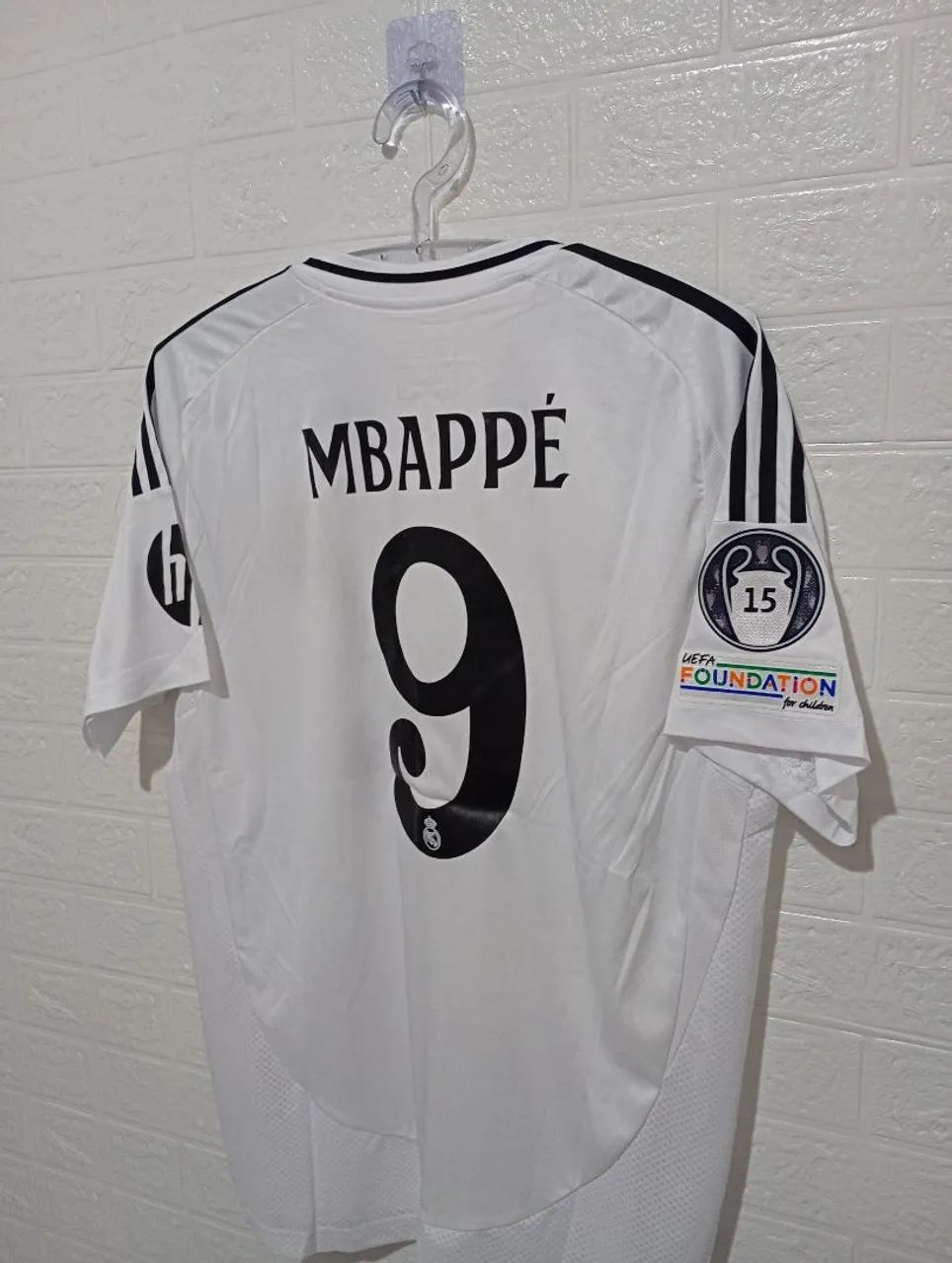 Camisa Real Madrid 2024/25 MBAPPÉ 9 + Pathcs UEFA FOUNDATION e CHAMPIONS - Foto 5