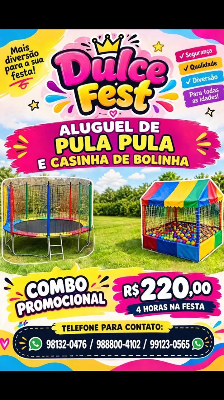 aluguel de pula pula e casinha de bolinha 