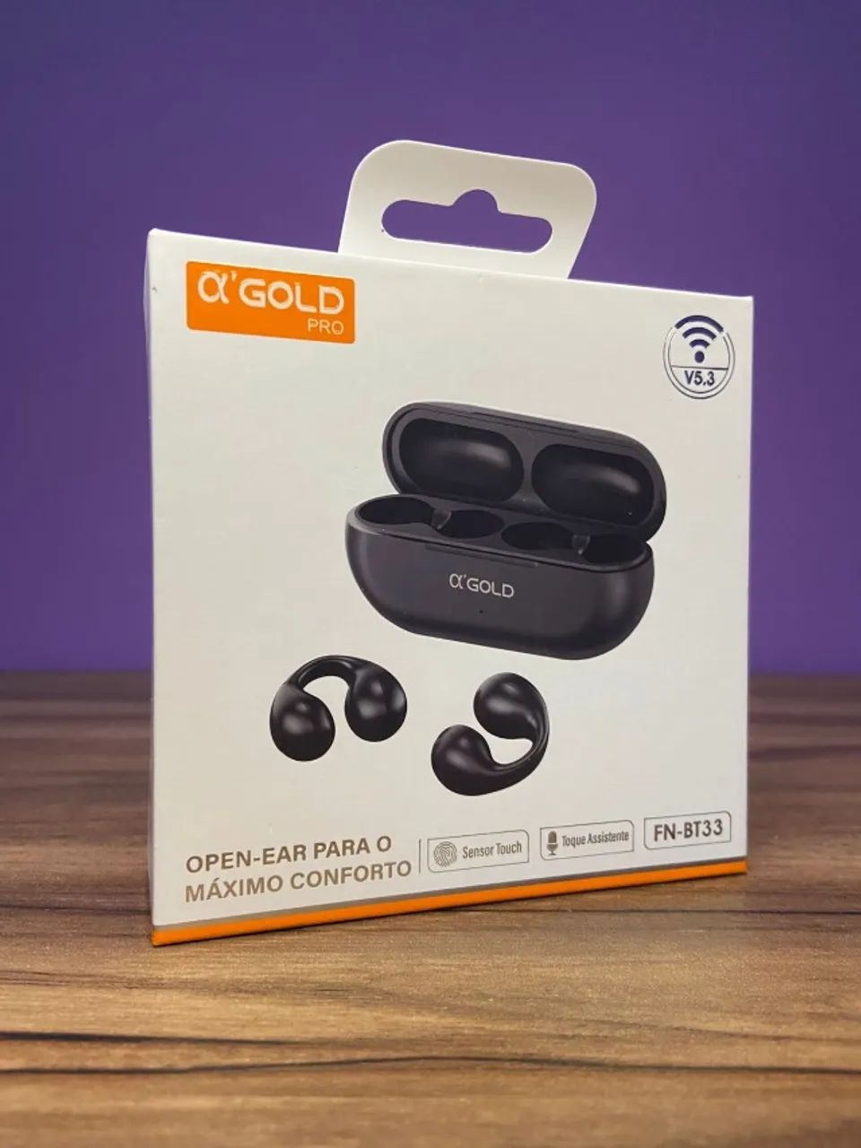 Fone de ouvido Bluetooth Open-Ear ?'Gold Pro FN-BT33 an3