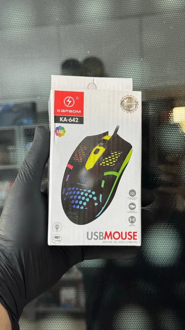 Mouse USB Gamer Kapbom KA-642 Original - Ergonômico com LED