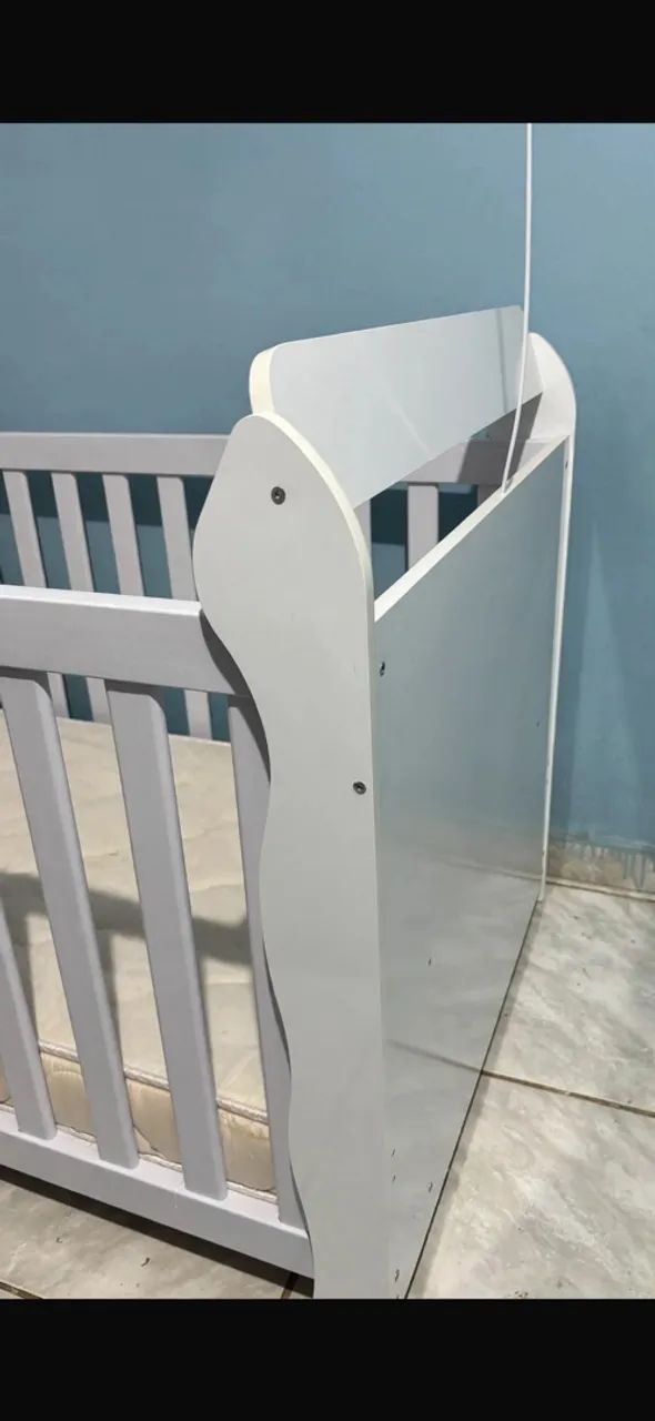 Berço 3 em 1 branco com colchão  - Foto 2