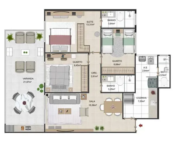 PLANTA 91m²