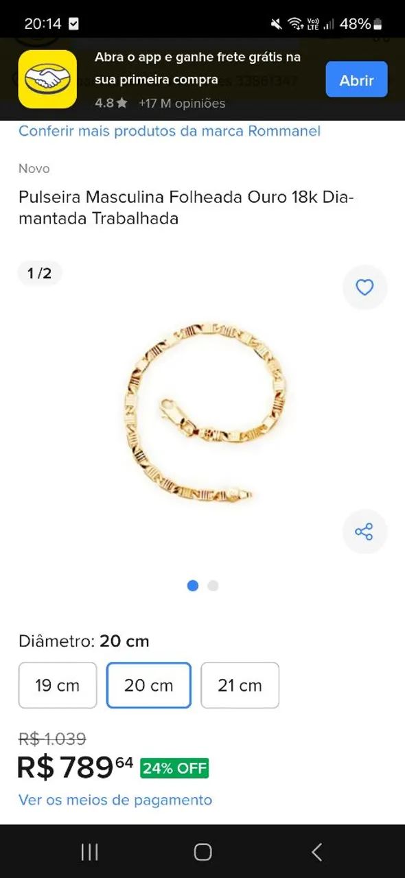 PULSEIRA BANHADA A OURO MASCULINA ROMMANEL - Foto 3