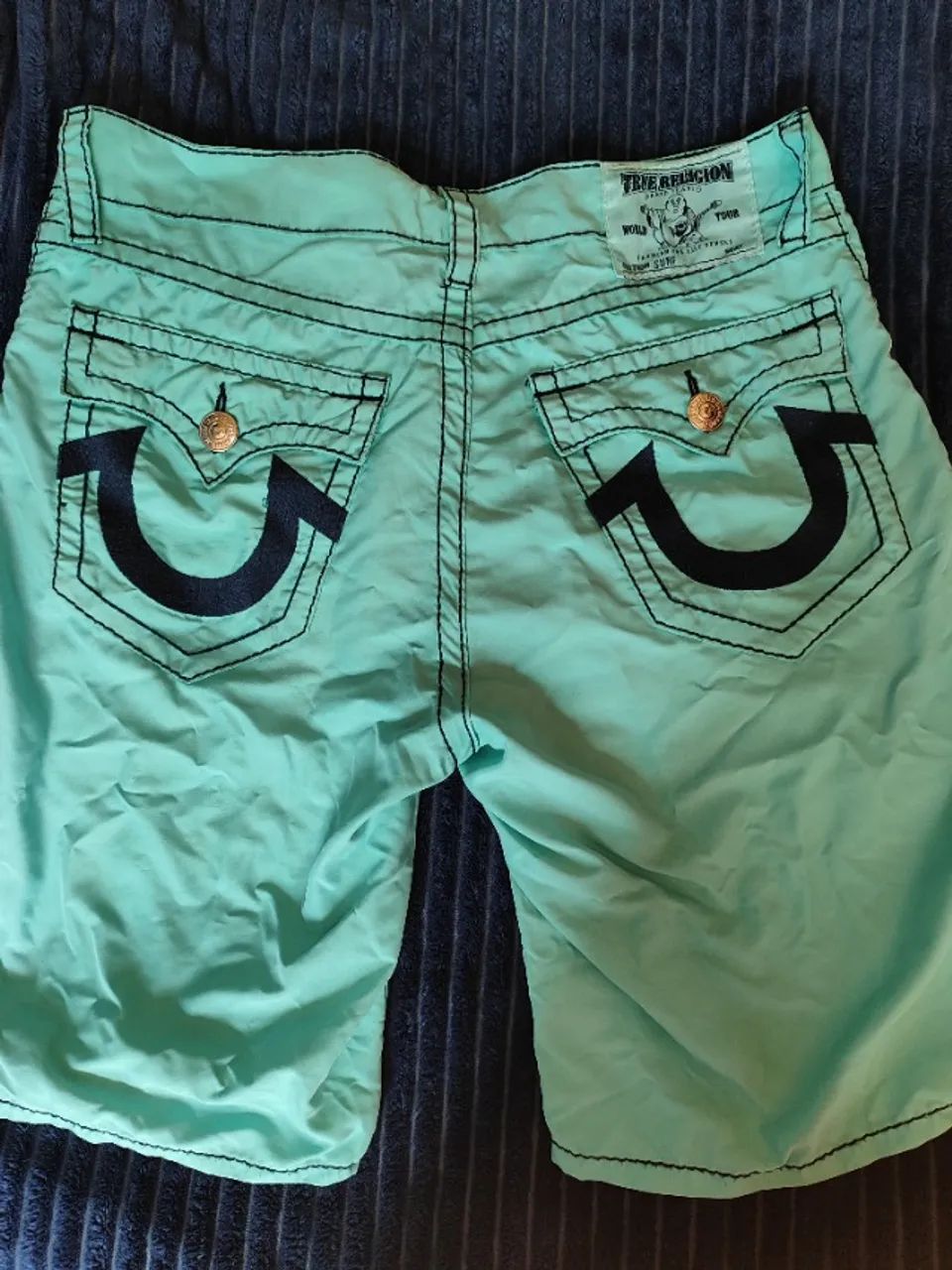 Bermuda True Religion Original Verde água / azul turquesa . - Foto 3
