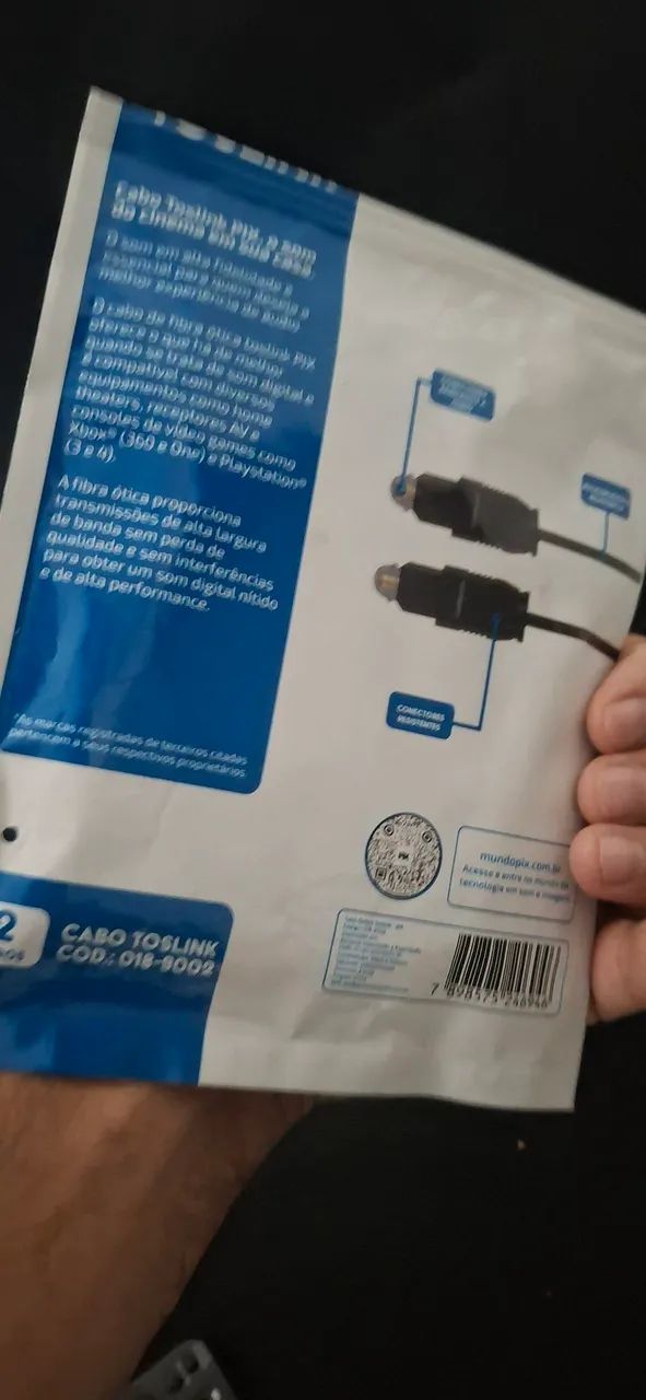 Cabo De Áudio Óptico Digital 2 Metros Toslink 2m Plug Gold - Foto 3
