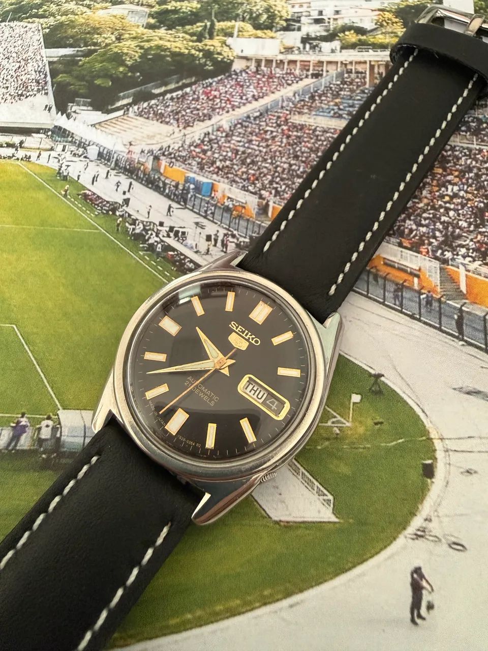 Seiko 5 Automático Vintage Preto Day-Date - Calibre 6139 - Japão - Foto 5