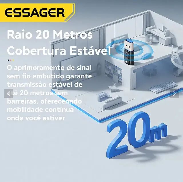 Adaptador Essager Bluetooth 5.4 Computador 5 Dispositivos - Foto 4