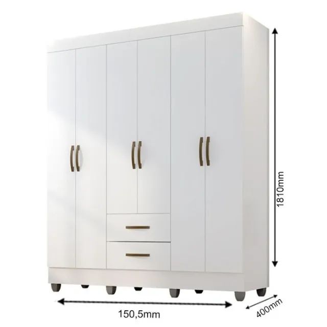 Guarda Roupa Lite 6 Portas 2 Gavetas - Foto 4