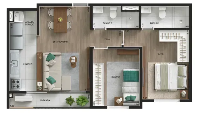 PLANTA 52m²