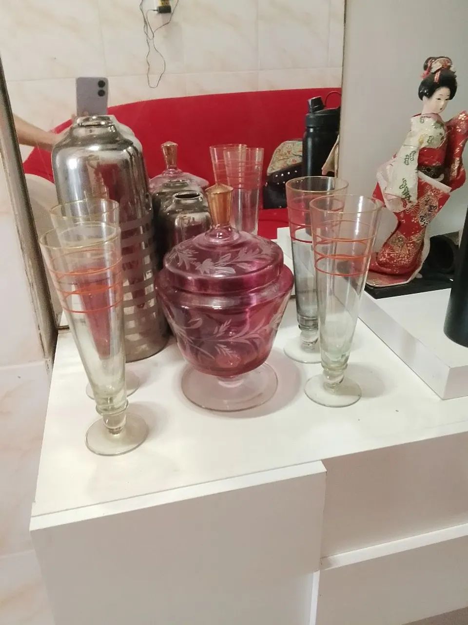 Buller com Quartos copos cristal 